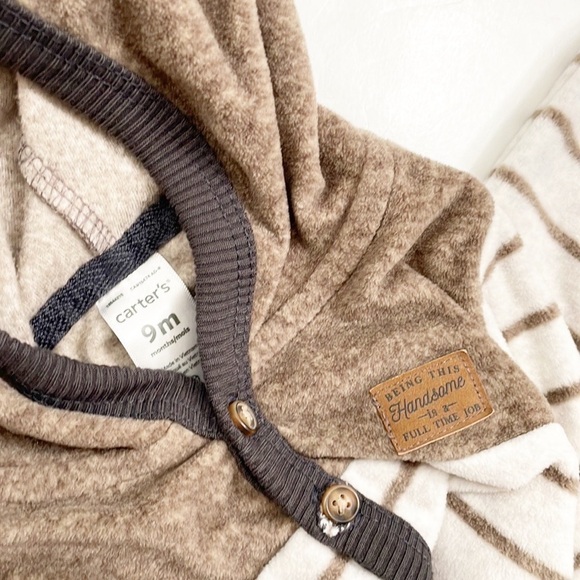 Carter’s striped fleece baby hooded jumpsuit - Picture 3 of 4